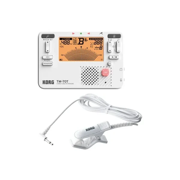 KORG｜TM-70C White 組合式調音器及節拍器 + 接觸型麥克風 白色